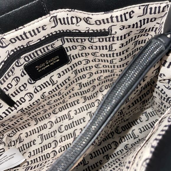 Juicy Couture Can't Tame Her Top Handle Structured Tote in Black Beige - Picture 14 of 15